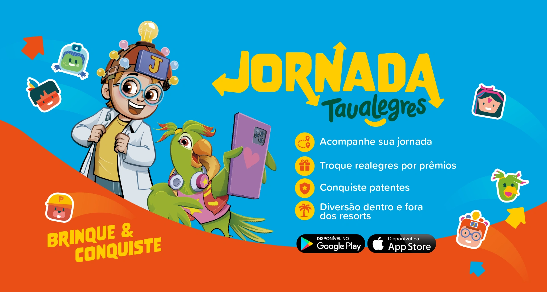 A jornada dos Taualegres na palma da sua mão — baixe o app